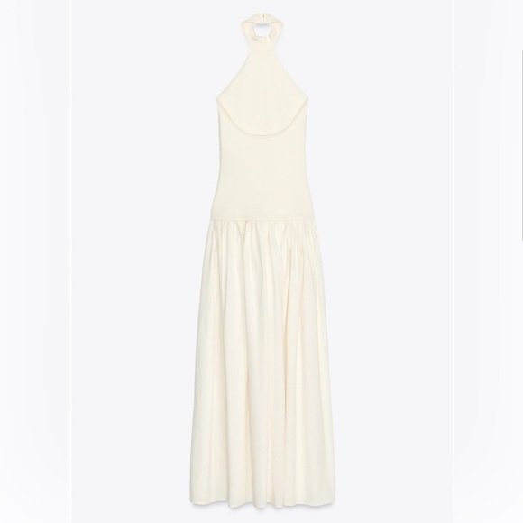 Zara Elegant White Halter Maxi Dress - Picture 9 of 9